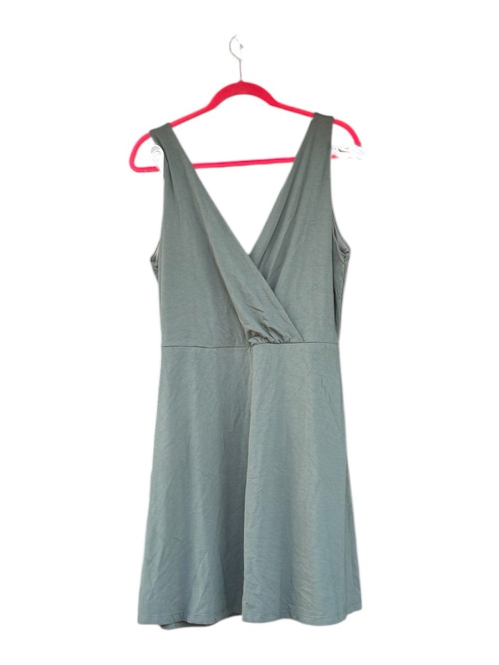 LOFT Sage Green Wrap-Front A-Line Dress with Pockets